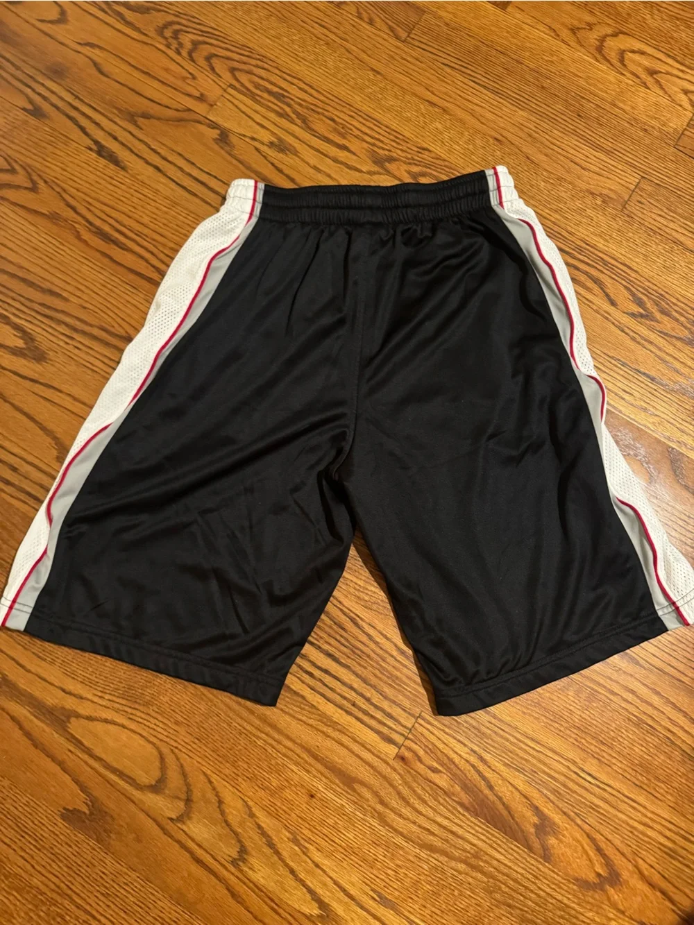 Jordan Black Athletic Shorts with White Panels and Red Trim